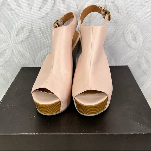 Leila Stone Raya Mauve Sling Back Platform Wedge - New - Picture 8 of 9